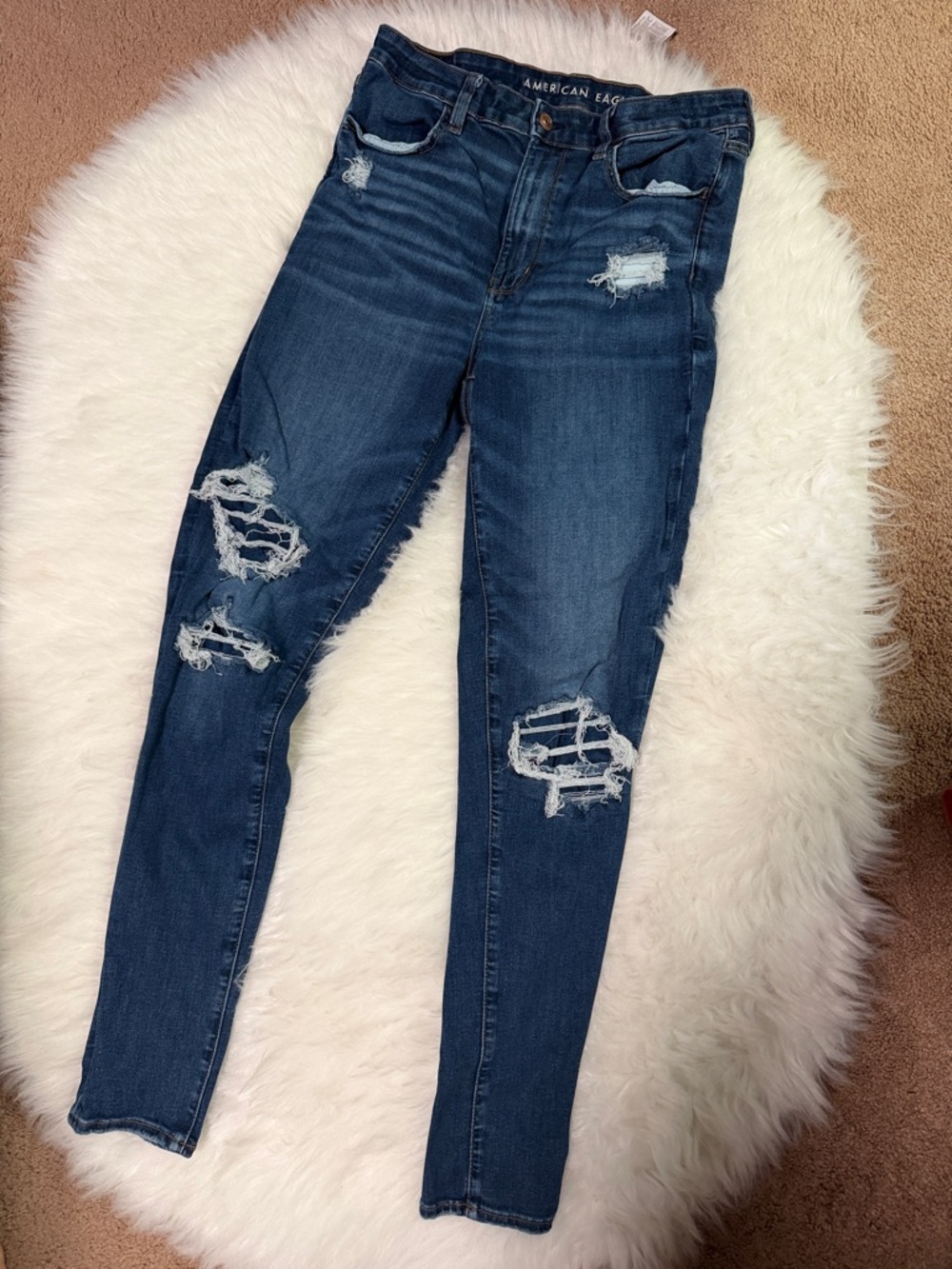 American Eagle Outfitters Dark Blue Ripped Skinny Jeans